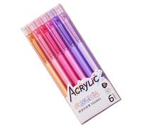 6 bolígrafos de gel acrílico de colores, 6 colores retráctiles, bolígrafos de tinta de gel de 0,7 mm para resaltar álbumes de recortes, diarios, cuadernos, bolígrafos de escritura