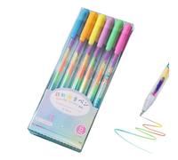 6 bolígrafos de gel arcoíris, 0.8 mm, de secado rápido, bolígrafos de colores mixtos, bolígrafos de gel de neón kawaii que cambian de color para escribir, dibujar, diario, bocetos, garabatos, álbumes