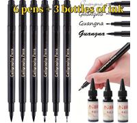 6 bolígrafos elegantes + 3 tintas de caligrafía, plumines suaves para practicar caligrafía, punta extremadamente y para escritura regular pequeña, y grande con opción de recambio de tinta