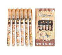 6 bolígrafos estéticos Capybara de gel para escribir, secado rápido, bolígrafos de impresión de 0,5 mm, bolígrafos de tinta de animales, juego de papelería para estudiantes, cuaderno escolar