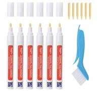 6 bolígrafos restauradores de lechada, bolígrafo de lechada para azulejos de baño con punta de repuesto y 1 cepillo limpiador, marcador de azulejos antimoho impermeable, bolígrafo de lechada blanco