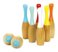 6 Bolos de Bowling Bicolores Juego al Aire Libre para Niños desde 3 Años | Bolos y bolas de madera | colores vivos y contrastados | desarrolla precisión y coordinación | idea de regalo lúdica hoy