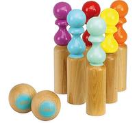 6 Bolos de Bowling Retro Bicolores 2 Bolas Juego al Aire Libre para Niños | Incluye bolsa de algodón para guardar | desarrolla precisión y destreza | juego de ambiente ameno | idea de regalo lúdica hoy