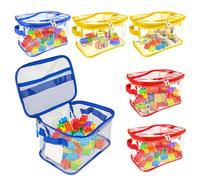 6 bolsas de almacenamiento de juguetes, bolsas de almacenamiento impermeables de PVC transparente con doble cremallera, contenedor con asa, bolsa de aseo de viaje reutilizable, organizador de juguetes