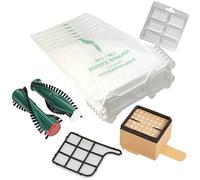 6 bolsas de aspiradora VLIES+ filtro de protección del motor + bloque de fragancia + cepillo rascador apto para Vorwerk Kobold 135 136 135SC VK135 VK136 con EB350 + EB 351