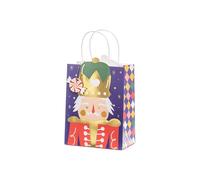 6 bolsas de cascanueces, bolsas de regalo con mango de papel mediano, bolsas de regalo festivas, juego de regalo de bolsas de papel cascanueces