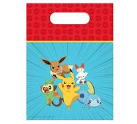 6 bolsas de fiesta de POKEMON para regalos de cumpleaños infantiles y fiestas, con asas, 17 x 25 cm, de plástico