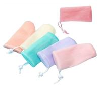 6 bolsas de jabón de malla exfoliante multicolor para ducha, bolsa de espuma de burbujas para ahorro de ducha, bolsa de jabón de red de espuma con cordón para herramienta de limpieza facial corporal