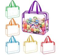 6 bolsas de juguetes para viajes, bolsa de almacenamiento de PVC para juguetes, resistente al agua, organizador de juguetes con cremallera, bolsas transparentes para juguetes de baño, rompecabezas
