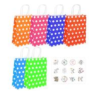 6 Bolsas de Regalo de Papel Con Diseño de Lunares y 1 Adhesivo de Cierre - Para Fiestas de Cumpleaños, Bodas y Celebraciones