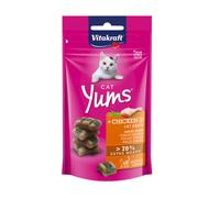 Vitakraft Cat Yums, premio para gatos, snack blando relleno de pollo y hierba para gatos, en bolsa resellable, sin azúcar añadido (1x 40g)