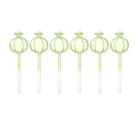 6 bombillas de riego automático de vidrio con forma de flor para plantas de interior.