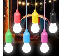 6 bombillas LED para camping, para tienda de campaña, lámpara de camping con interruptor de tracción, lámpara portátil para tienda de campaña, lámpara para senderismo, pesca, escritorio, jardín