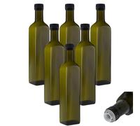 6 botellas de aceite de 500 ml con vertedor verde/marrón botellas de cristal con dosificador y etiquetas