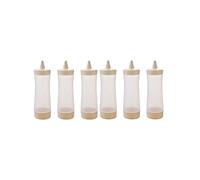 6 Botellas de Condimento Exprimibles, Botella de Ketchup, Recipientes de Salsa de Mostaza para Condimentos de Cocina, Color Beige