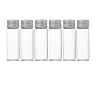 6 botellas vacías de vidrio transparente de 28.3 g con tapas de aluminio, pequeños viales de prueba de muestra, tubo de mensajes de deseos, contenedor de tinta, 30 ml