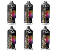 6 botes de spray de esmalte acrílico de 400 ml, color negro mate RAL 9005