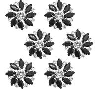 6 botones de diamantes de imitación, botones de flores de cristal, botones negros de diamantes de imitación, botones de cristal para coser, botones de aleación para manualidades, bodas, fiestas