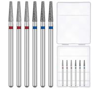 6 brocas de cutícula para uñas, 2.35 brocas cónicas para uñas, brocas de diamante de vástago 3/32, broca de cutícula (fina y mediana)