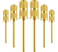 6 brocas de uñas, bandas de lijado para eje de taladro de uñas de 3/32 pulgadas, brocas para uñas, broca de mandril para uñas, brocas de uñas para uñas acrílicas, manicura y pedicura (dorado)