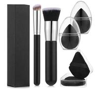 6 brochas de base para maquillaje líquido, brocha de base líquida con esponja de maquillaje y esponja de polvo para base, polvo, rubor y corrector