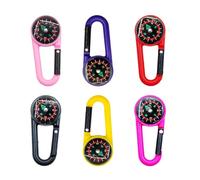 6 brújulas pequeñas de ABS con clip de mosquetón para mochilas al aire libre, brújulas llavero para senderismo, camping, montañismo, llavero
