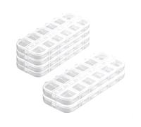 6 cajas de almacenamiento de joyas para herramientas de arte de uñas, 12 compartimentos de plástico con diamantes de imitación, organizador de aretes transparente, organizador de joyas rectangular (A)
