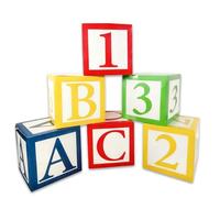 6 cajas de globos para escolarización con letras ABC y números, 123: cajas de papel pequeñas para la introducción escolar, cajas de regalo decorativas para el comienzo del colegio (25 x 25 x 25 cm)