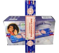 6 Cajas de Incienso en Varillas Nag Champa 15g X 6 Paquetes de 54 a 60 Varas Satya Cones Azul