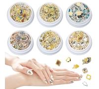 6 Cajas De Joyas De Arte De Uñas, Accesorios Creativos De Joyería En 3D, Encantador Y De Moda, Mezcladas Con Múltiples Estilos, Decoración De Uñas De Bricolaje.