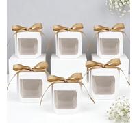 6 cajas de papel hexagonales pequeñas con ventana para bodas, cumpleaños, baby shower decoraciones
