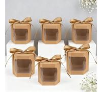 6 cajas de papel hexagonales pequeñas con ventana para bodas, cumpleaños, baby shower decoraciones
