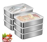 6 cajas para fiambres para frigorífico, fiambres, frescas, cajas de almacenamiento de alimentos, recipientes para congelar, fiambres, fiambres, caja de acero inoxidable, para guardar queso, carne