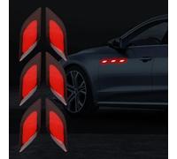6 calcomanías reflectantes de seguridad para exteriores de automóviles, alto brillo reflectante para conducción nocturna, fáciles de aplicar en varios tipos de vehículos (rojo)