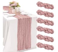 6 Caminos de Mesa de Gasa de Color Rosa Polvoriento de 10 pies, Camino de Mesa de Tela de Gasa Bohemio, Camino rústico Transparente para Boda, cumpleaños, Baby Shower, Fiesta, decoración de Mesa