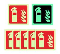6 carteles de extintor de incendios, 15 x 15 cm, PVC, autoadhesivos, fluorescentes, señales de seguridad según ISO para interior y exterior, resistentes a la intemperie