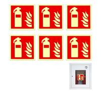6 carteles de extintor de incendios, 15 x 15 cm, PVC, luminoso, autoadhesivo, extintor de incendios, señales de seguridad contra incendios, extintor de incendios, señales para casa, oficina,