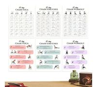 6 carteles de yoga con posturas de fitness - Tabla de ejercicios de 30 días para adultos, instrucciones de estiramiento, arte de pared, tabla motivadora de entrenamiento, decoración para el hogar