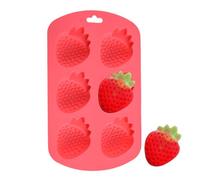 6-Cavity Silicone Candy Mold - Strawberry Shaped Chocolate Mold, Non-Stick Reusable Silicone Tool | Fruit Shape Candy and Cake Decorating Moulds for Family, Students, Adults, Men, Women | Birthday