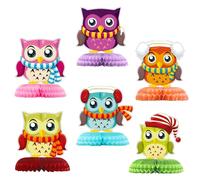 6 centros de mesa de búho para decoración de fiesta, panal, búho 3D, decoración de mesa con temática de animales, centros de mesa de cumpleaños, Navidad, fiestas, suministros para fiestas temáticas