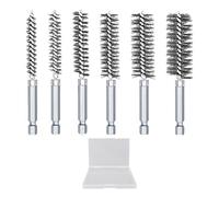 6 cepillos de alambre de acero inoxidable y 1 caja de almacenamiento transparente, juego de cepillos de alambre, herramientas de limpieza, cepillo para eliminar óxido de acero inoxidable