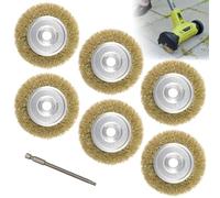 6 cepillos de alambre de repuesto RAC814 compatibles con Ryobi RY18PCA-0 y OPC1800 limpiador de patio para pavimento de bloques, malezas y musgo, cepillo de metal de 115 mm
