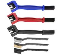 6 cepillos de limpieza para cadenas, limpiador de cadenas, limpiador de cadenas de motocicleta, cadena de bicicleta, herramienta de mantenimiento de moto, color negro, azul y rojo