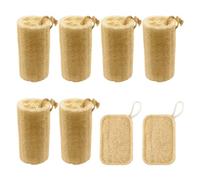 6 cepillos de luffa, 2 cepillos cuadrados de luffa, esponja de luffa, esponja de luffa, esponja de jabón, esponja de luffa, cepillo para lavavajillas de luffa, esponja de limpieza de cocina doméstica