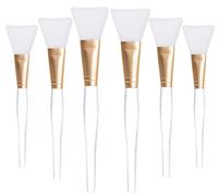 6 cepillos de silicona para mascarilla facial, suave aplicador, mango transparente, loción corporal sin pelo y herramientas de aplicación de mantequilla corporal, dorado mate y marrón