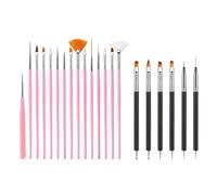 6 Cepillos De Uñas De Dos Cabezas Y 15 Bolígrafos Para Uñas, Herramientas De Pintura Con Taladro Puntual, Cepillos Para Detalles Tallados, Pintura De Uñas Diy.