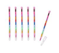 6 Ceras de Colores para Niños,Lápices de Arcoíris Apilables,Crayones apilables de 11 colores,Apilando Lápices de Colores,Lápices de Colores para Dibujo en la Escuela,Juego de Ceras Colorear para regal