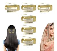 6 Chunni Clips con Pasadores, Clips para Peluca Accesorios Pinzas para Extensiones de Cabello para Dupatta, Disfraz Indio Hijab, con Broche de Goma para Fácil Operación (Dorado)