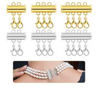 6 cierres magnéticos de capas para collares, cierres de collar dobles y triples, conectores de collar para bisutería y manualidades