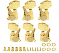 6 clavijas de afinación de cuerda selladas Yootones 3L3R compatibles con guitarras eléctricas y acústicas de repuesto (dorado)
